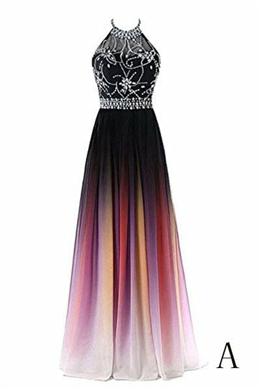 Picture of Pretty Gradient Beaded A-line Party Gown, Long Junior Prom Dresses